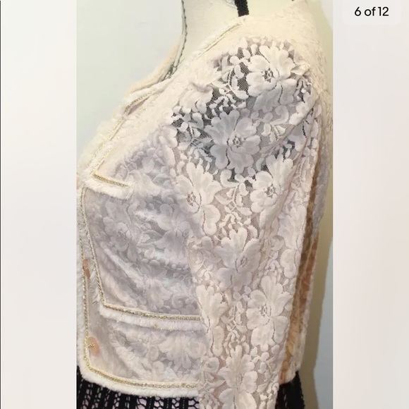 La Chapelle Lace Blush pink Blazer Velvet Focking Gold Thread Piping 38 - Picture 13 of 13